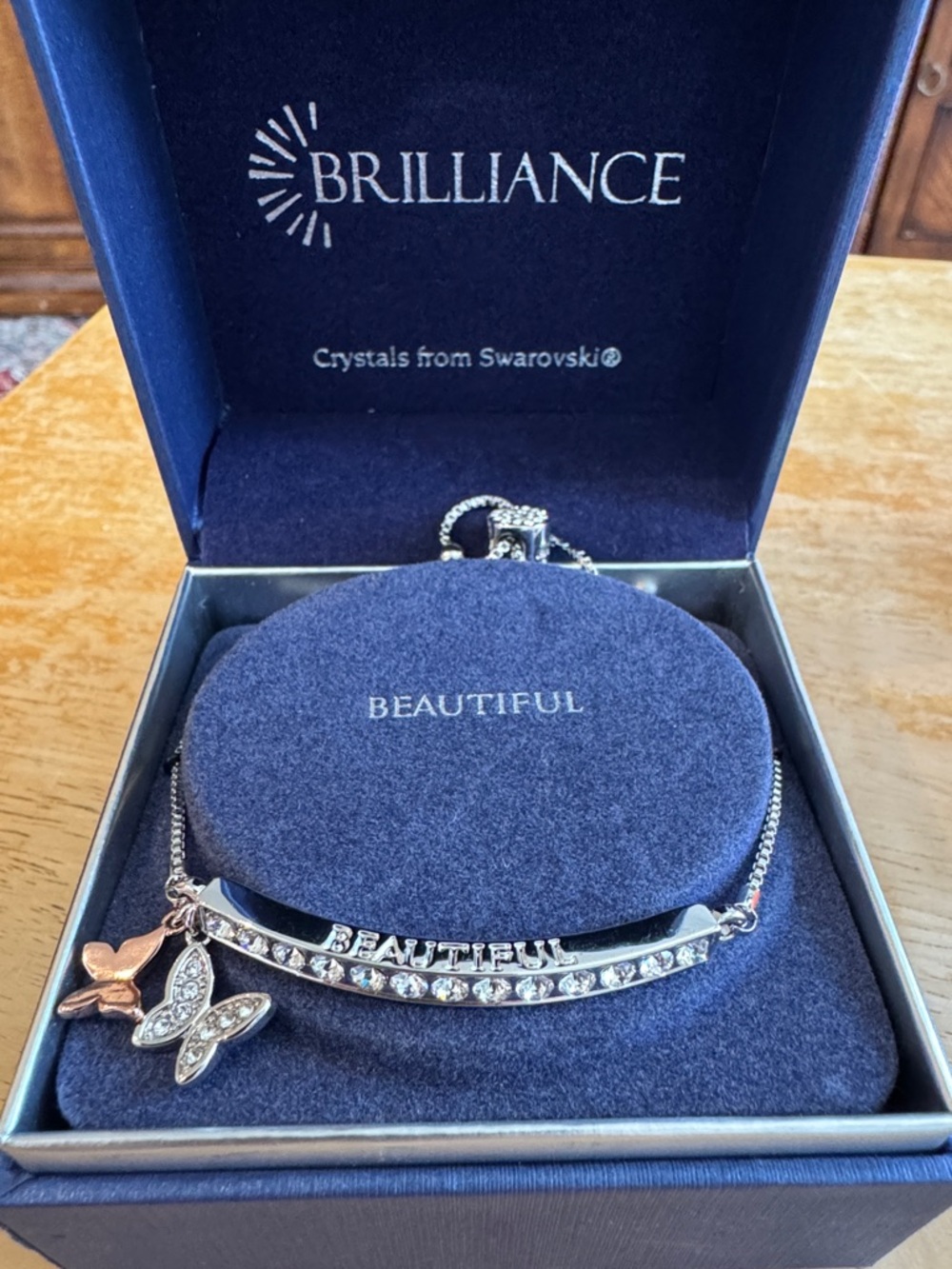 Beautiful Silver Swarovski Crystal Butterfly Bracelet